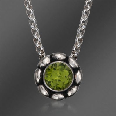 Zina Sterling Silver "Swirl" 1.00 Carat Peridot Pendant Necklace. 17" &mdash; Alt Image 1