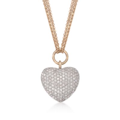 1.00 ct. t.w. Pave Diamond Heart Necklace in 14kt Yellow Gold &mdash; Alt Image 1