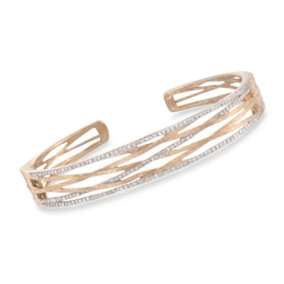 1.00 ct. t.w. Diamond Lattice Cuff Bracelet in 14kt Yellow Gold. 8" &mdash; Alt Image 1