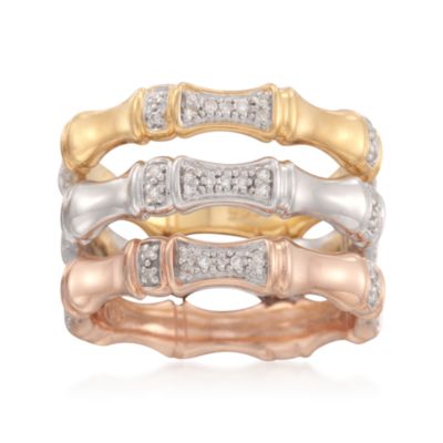 Set of Three Tri-Colored .33 ct. t.w. Diamond Bands &mdash; Alt Image 1