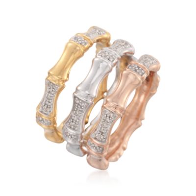 Set of Three Tri-Colored .33 ct. t.w. Diamond Bands &mdash; Alt Image 3