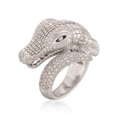 Sterling Silver Crocodile Ring With .20 ct. t.w. Diamonds. Size 7 &mdash; Alt Image 3