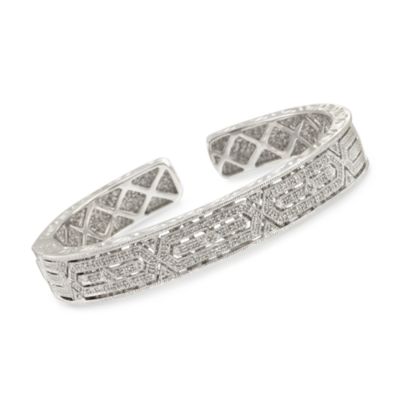 .25 ct. t.w. Diamond Cuff Bracelet in Sterling Silver. 7" &mdash; Alt Image 1