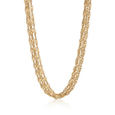 Italian 14kt Yellow Gold Four-Strand Singapore-Link Necklace &mdash; Alt Image 1
