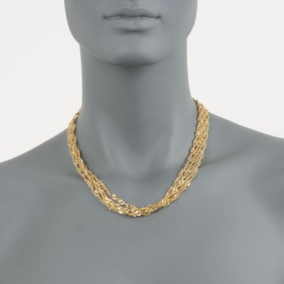 Italian 14kt Yellow Gold Four-Strand Singapore-Link Necklace &mdash; Alt Image 2