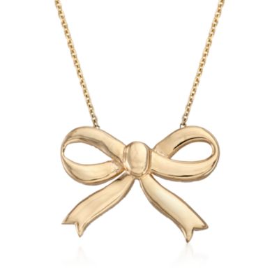 14kt Yellow Gold Bow Necklace &mdash; Alt Image 1