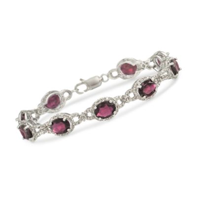 16.00 ct. t.w. Garnet and .38 ct. t.w. Diamond Bracelet in Sterling Silver &mdash; Alt Image 1