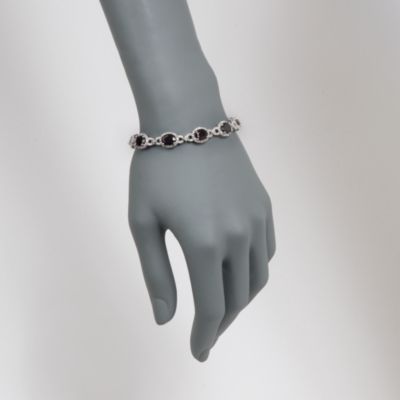 16.00 ct. t.w. Garnet and .38 ct. t.w. Diamond Bracelet in Sterling Silver &mdash; Alt Image 2