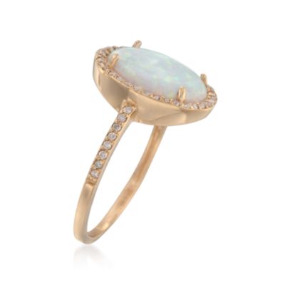 Faux Opal and .25 ct. t.w. Diamond Ring in 18kt Over Sterling &mdash; Alt Image 3