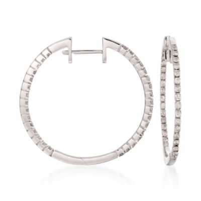 1.00 ct. t.w. Diamond Hoop Earrings in 14kt White Gold &mdash; Alt Image 1
