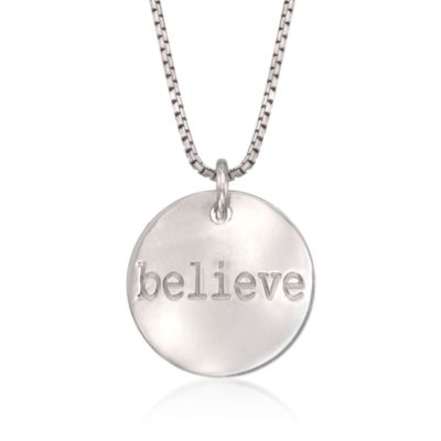 "Believe" Message Necklace From Italy in Sterling Silver. 18" &mdash; Alt Image 1