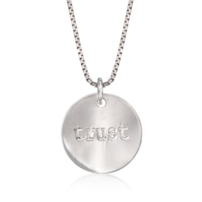 "Trust" Message Necklace From Italy in Sterling Silver. 18" &mdash; Alt Image 1