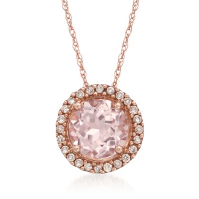 1.45 Carat Morganite and .12 ct. t.w. Diamond Drop Necklace. &mdash; Alt Image 1