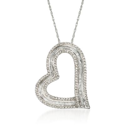 .86 ct. t.w. Diamond Heart Necklace in 14kt White Gold &mdash; Alt Image 1
