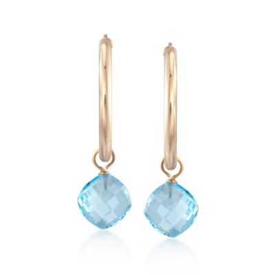 9.25 ct. t.w. Blue Topaz Hoop Earrings in 14kt Yellow Gold &mdash; Alt Image 1