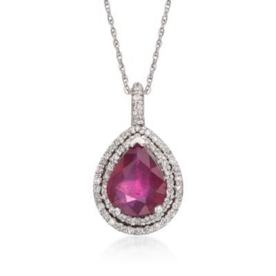 3.00 Carat Ruby and .47 ct. t.w. Diamond Necklace in 14kt White Gold &mdash; Alt Image 1