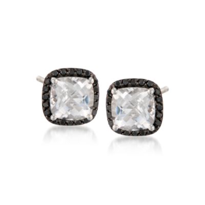 Rock Crystal and .40 ct. t.w. Black Diamond Earrings in Sterling Silver &mdash; Alt Image 1