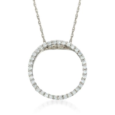 .36 ct. t.w. CZ Circle of Eternity Necklace in 14kt White Gold. 18" &mdash; Alt Image 1