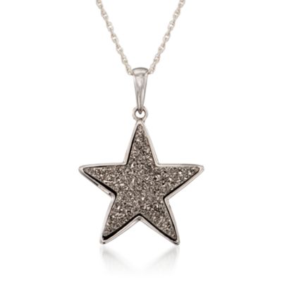 Silver Drusy Star Pendant Necklace in Sterling Silver &mdash; Alt Image 1