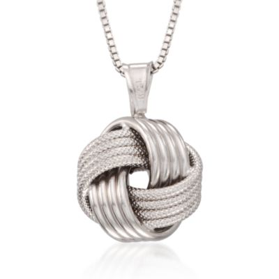 Sterling Silver Love Knot Pendant Necklace. 18" &mdash; Alt Image 1