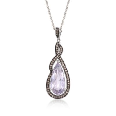 4.95 Carat Amethyst and .30 ct. t.w. Brown Diamond Necklace in Sterling Silver. 18" &mdash; Alt Image 1