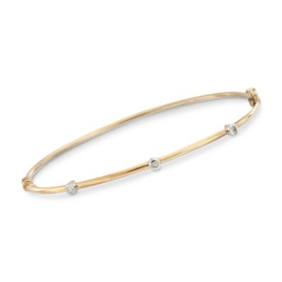 Diamond Accent Bangle Bracelet in Two-Tone. 7.25" &mdash; Alt Image 1