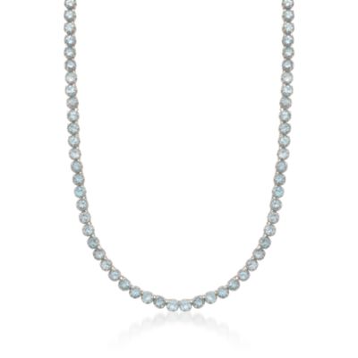 20.00 ct. t.w. Blue Topaz Tennis Necklace in Sterling Silver. 18" &mdash; Alt Image 1