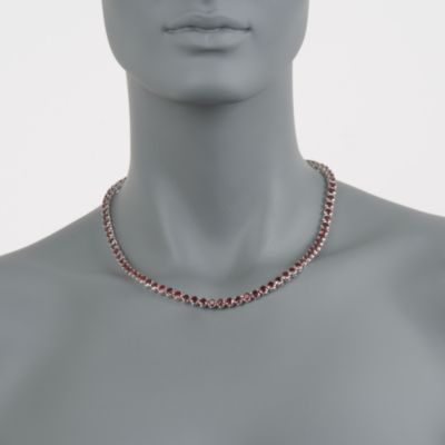 25.00 ct. t.w. Garnet Tennis Necklace in Sterling Silver. 18" &mdash; Alt Image 2