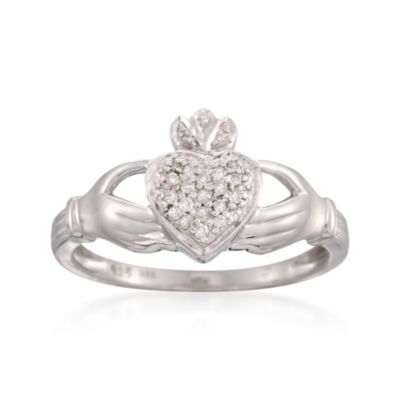 .11 ct. t.w. Diamond Claddagh Ring in Sterling Silver &mdash; Alt Image 1