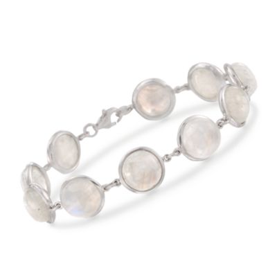 Round Moonstone Bezel Bracelet in Sterling Silver &mdash; Alt Image 1
