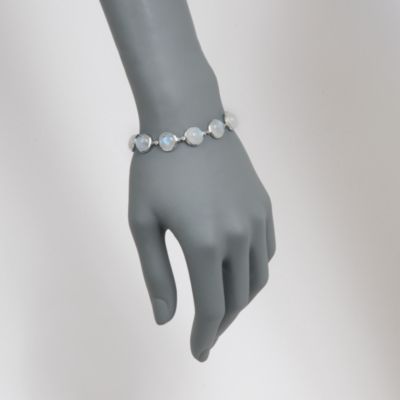 Round Moonstone Bezel Bracelet in Sterling Silver &mdash; Alt Image 2