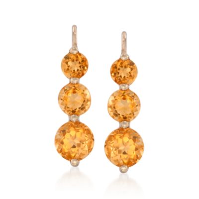 2.80 ct. t.w. Citrine Trio Earrings in 14kt Yellow Gold &mdash; Alt Image 1