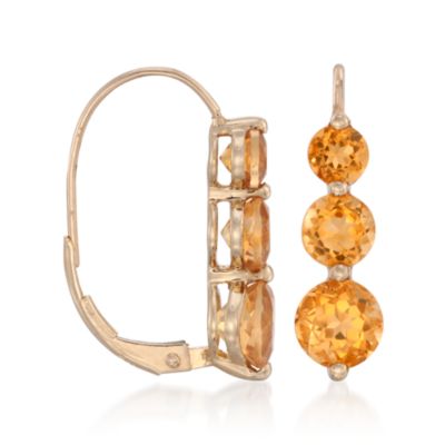 2.80 ct. t.w. Citrine Trio Earrings in 14kt Yellow Gold &mdash; Alt Image 3