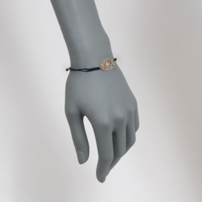 Silk Cord Macrame Bracelet With Diamond Charm in 14kt Yellow Gold &mdash; Alt Image 2