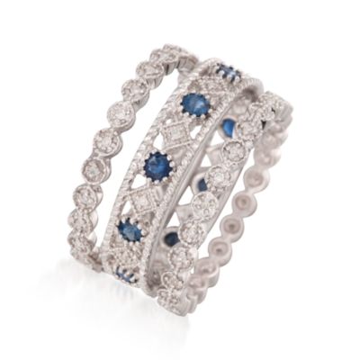 Set of Three Diamond and Sapphire Eternity Bands in 14kt White Gold &mdash; Alt Image 3