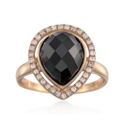 Black Onyx and .22 ct. t.w. Diamond Ring in 14kt Yellow Gold &mdash; Alt Image 1