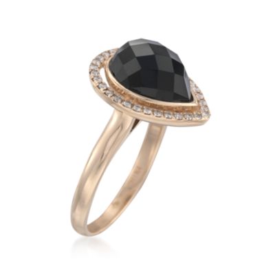 Black Onyx and .22 ct. t.w. Diamond Ring in 14kt Yellow Gold &mdash; Alt Image 3