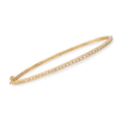 .50 ct. t.w. Pave CZ Bangle Bracelet in 14kt Gold Over Sterling Silver. 7" &mdash; Alt Image 1