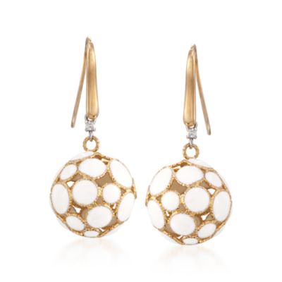 Roberto Coin "Bollicine" White Ball Drop Earrings With Diamonds in 18kt Yellow Gold &mdash; Alt Image 1