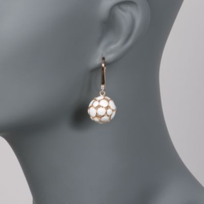 Roberto Coin "Bollicine" White Ball Drop Earrings With Diamonds in 18kt Yellow Gold &mdash; Alt Image 2