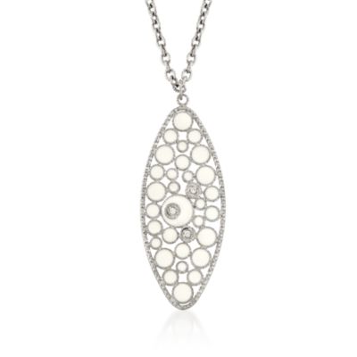 Roberto Coin "Bollicine" White Teardrop Pendant Necklace With Diamonds in 18kt White Gold. 18" &mdash; Alt Image 1
