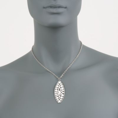 Roberto Coin "Bollicine" White Teardrop Pendant Necklace With Diamonds in 18kt White Gold. 18" &mdash; Alt Image 2