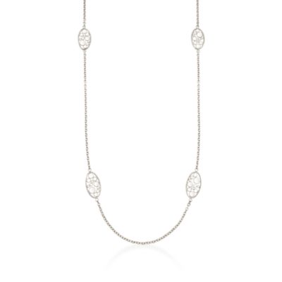 Roberto Coin "Bollicine" White Enamel Station Necklace in 18kt White Gold. 37" &mdash; Alt Image 1