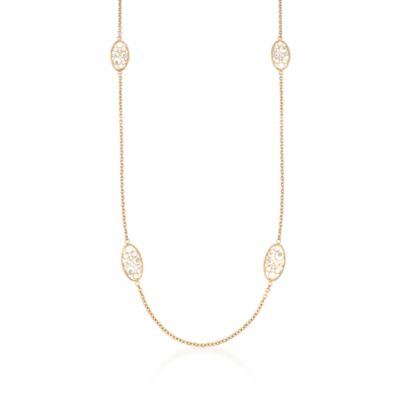 Roberto Coin "Bollicine" White Station Necklace With Diamonds  in 18kt Yellow Gold. 37" &mdash; Alt Image 1