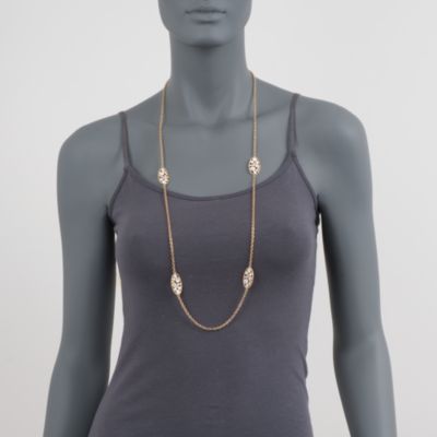 Roberto Coin "Bollicine" White Station Necklace With Diamonds  in 18kt Yellow Gold. 37" &mdash; Alt Image 2