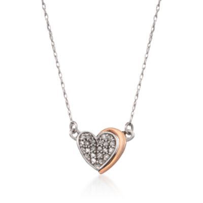 .15 ct. t.w. Diamond Heart Charm Necklace in 14kt Two-Tone Gold &mdash; Alt Image 1