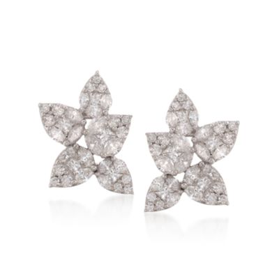3.80 ct. t.w. Five-Leaf Diamond Earrings in 18kt White Gold &mdash; Alt Image 1