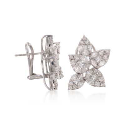 3.80 ct. t.w. Five-Leaf Diamond Earrings in 18kt White Gold &mdash; Alt Image 3