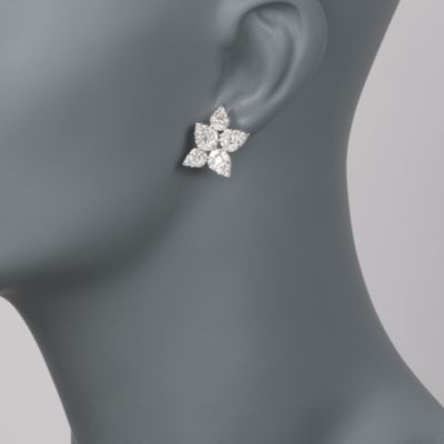 3.80 ct. t.w. Five-Leaf Diamond Earrings in 18kt White Gold &mdash; Alt Image 2