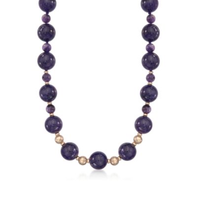 500.00 ct. t.w. Amethyst Bead Necklace in 14kt Yellow Gold. 20" &mdash; Alt Image 1
